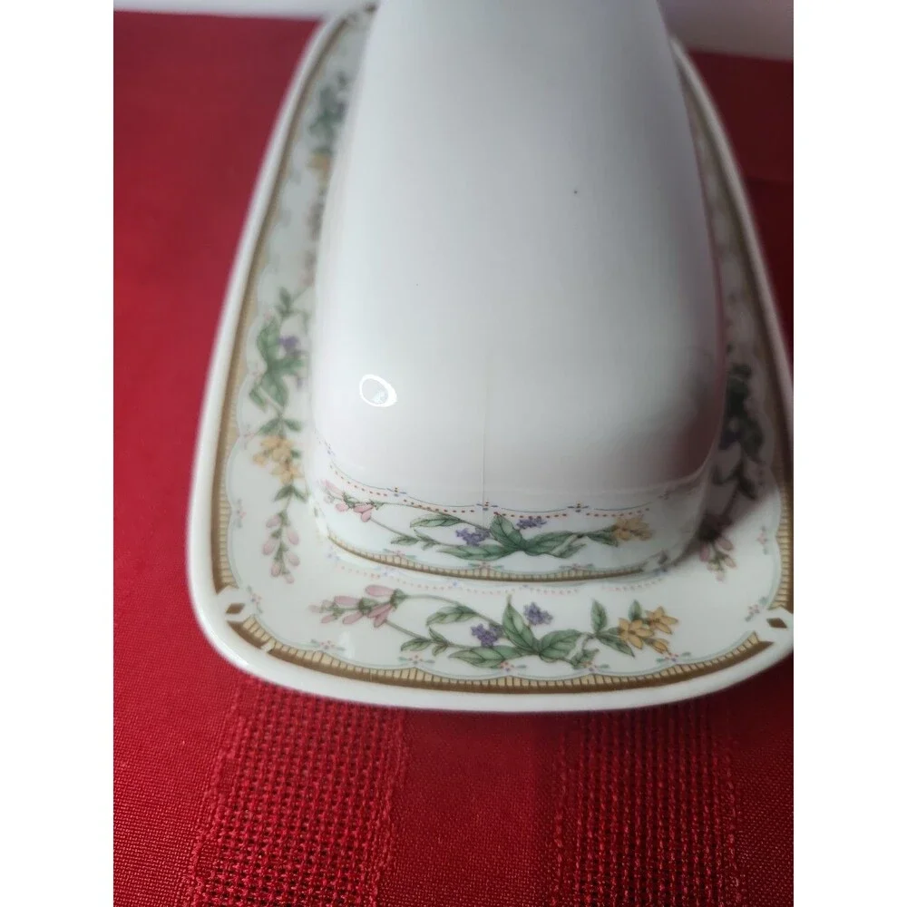 Vintage Bellegarden by Citation Porcelain Covered Butter Dish Floral Gold Trim